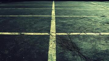 An empty parking lot with lines painted on it photo