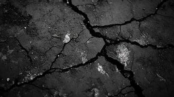Crack in the ground with a black background photo
