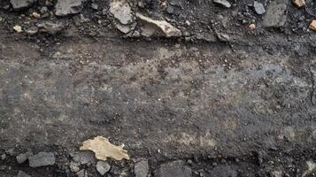Dark Soil Ground With Rocks And Debris photo