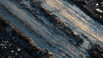 Mud Tracks Across a Rough Dirt Road photo