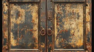 Rusted Metal Double Door With Aged Hardware photo