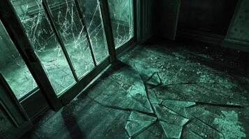 Shattered Glass and Decaying Room Interior photo