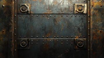 Rusted Metal Panel With Decorative Fasteners photo