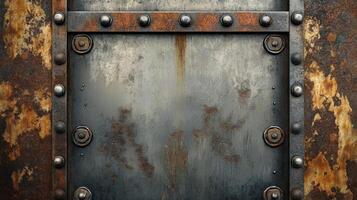 Rusty Metal Panel With Rivets And Bolts photo