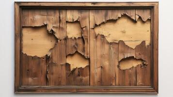 Framed Wooden Panel With Irregularly Shaped Holes photo
