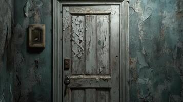 Weathered Doorway in a Decaying Room photo