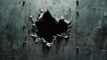 Damaged Metal Surface Showing Hole And Texture photo