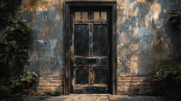 Weathered Door in an Old Building Exterior photo