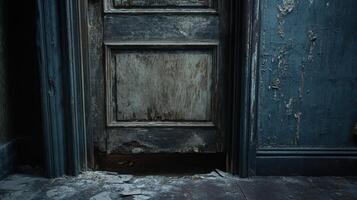 Aged Wooden Doorway Shows Significant Decay And Damage photo