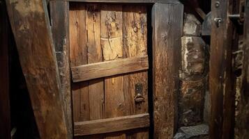 Ancient Wooden Doorway In A Rustic Setting photo