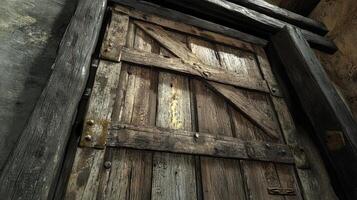 Aged Wooden Door Frame Detail Rustic Texture photo