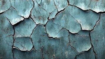 Cracked teal paint surface texture background photo
