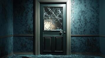 A Broken Door in a Derelict Room photo