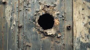 Rusted Metal Panel Shows Hole And Extensive Damage photo