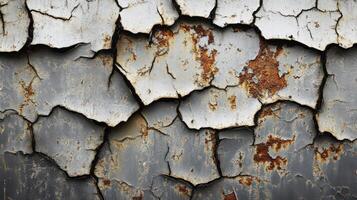 A close up of a rusty metal wall with peeling paint photo