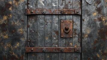 Rustic Metal Door With Aged Iron Hardware photo