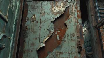 Rusted Metal Door Showing Extensive Decay And Corrosion photo