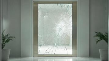 Shattered Glass Door in Modern Interior Setting photo