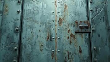 Weathered Metal Door With Rusty Surface and Handle photo