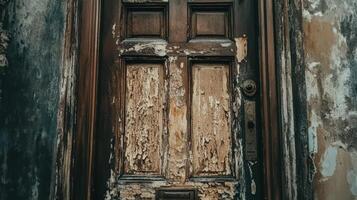 Weathered Wooden Door Shows Time and Decay photo