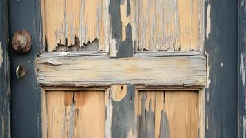 Weathered Wooden Door Showing Age and Decay photo