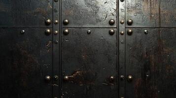 Dark Metal Panel With Decorative Rivets photo
