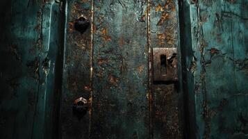 Rusty Metal Door Surface With Keyhole Detail photo