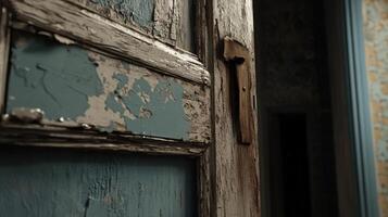 un resistido de madera puerta revela peladura pintar y años foto
