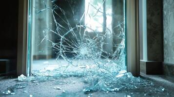 Shattered Glass Panel Shows Extensive Damage photo