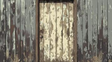 Weathered Wooden Door in a Rustic Building photo