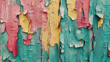 Peeling paint reveals layers of colorful texture photo