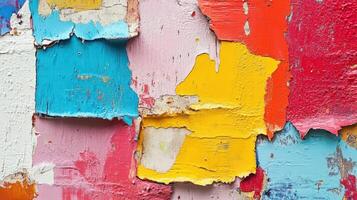 Abstract Colorful Peeling Paint Wooden Surface Texture photo