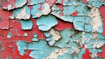 Red and Blue Paint Peeling Texture Surface photo