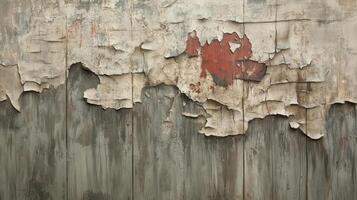 A painting of a wall with peeling paint photo