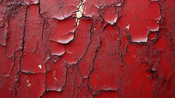 Cracked Red Paint Surface Texture Detail photo
