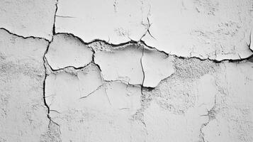 Cracked White Wall Surface Showing Extensive Damage photo
