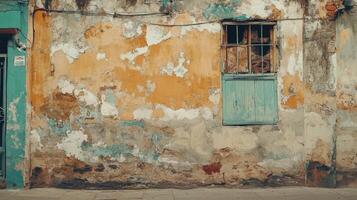 Weathered Wall With Peeling Paint And A Window photo