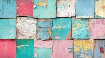 Colorful Wooden Panel Background With Peeling Paint photo