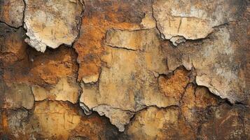 Cracked and weathered paint reveals rusty aged texture photo