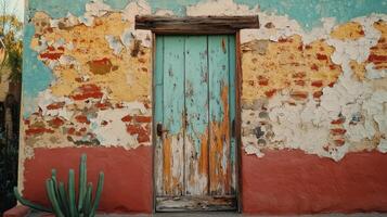 Weathered Door in a Rustic Old Building photo
