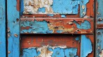 Weathered Wooden Surface With Peeling Paint photo