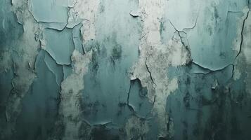 Teal Wall With Peeling And Cracked Paint photo