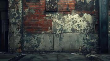 Weathered Brick Wall Alleyway Urban Decay Scene photo