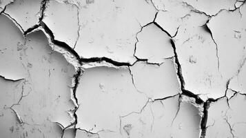 Black and white photo of cracked paint on a wall
