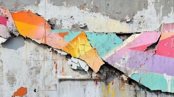 Abstract Colorful Graffiti On A Damaged Wall photo