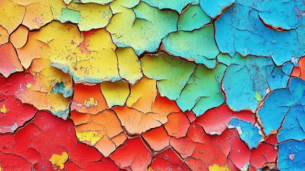 Cracked Multicolored Paint Surface Abstract Art photo