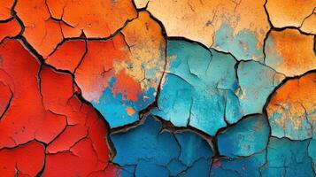 Cracked Paint Abstract Colorful Surface Texture photo