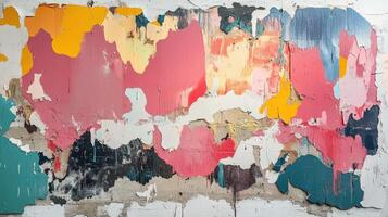 Abstract Wall Painting With Peeling Layers Of Paint photo