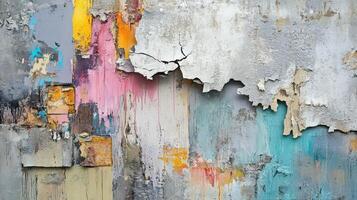 Abstract Colorful Wall Paint Texture Layers photo
