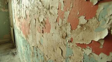 Peeling Paint Reveals Layers Of Aged Wall Colors photo